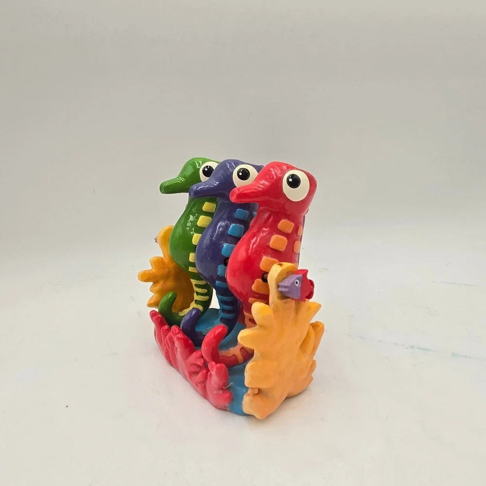 Colorful Sea Life Seahorse Toothbrush Holder Resin Ocean Nautical Beach Bathroom